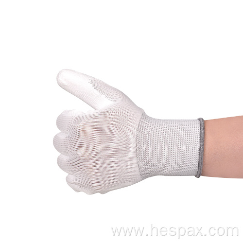 Hespax White PU Palm Coated Working Gloves Construction